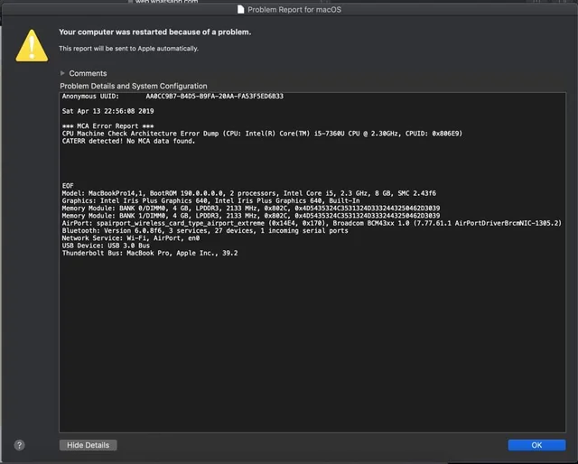 Causes of CPU Caterr Detected!