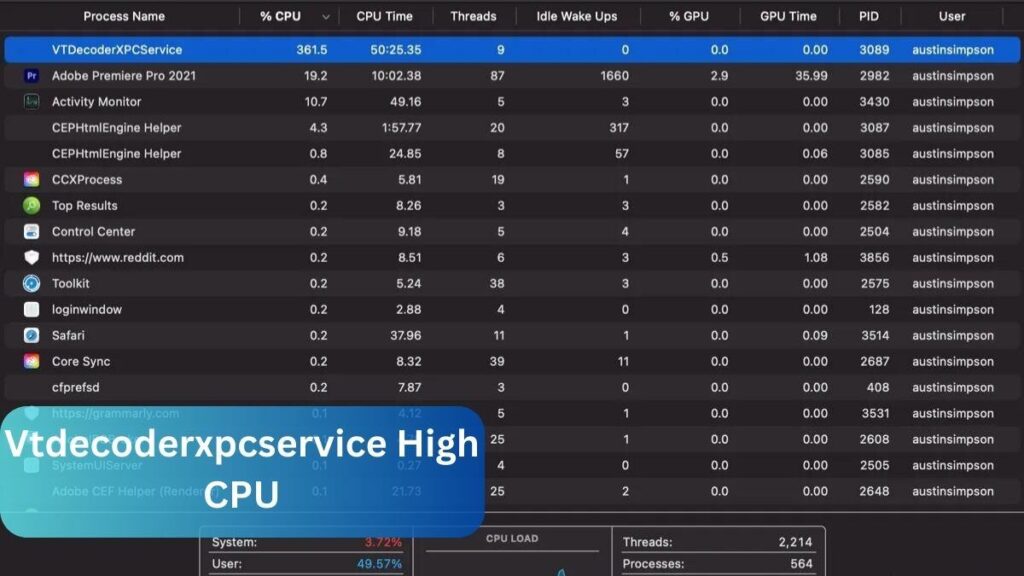 Vtdecoderxpcservice High CPU