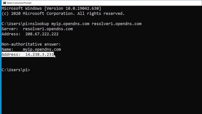 Using a Command Prompt to Find the IP Address