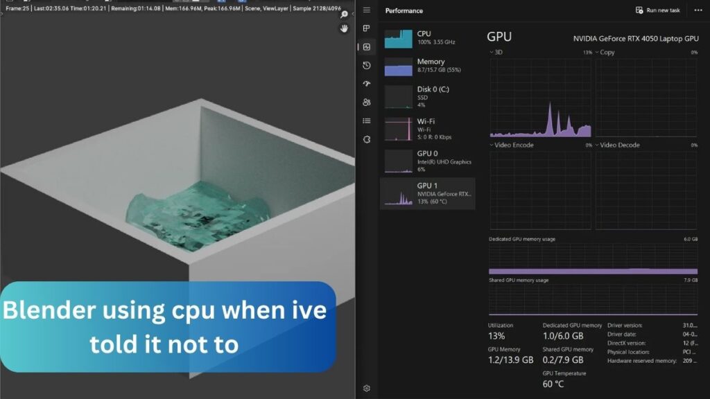 Blender using cpu when ive told it not to