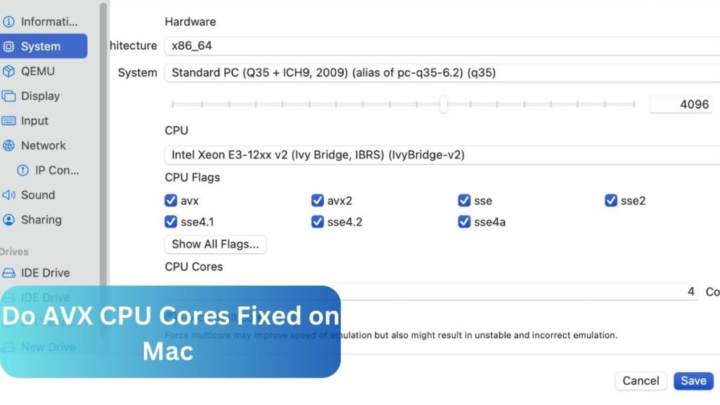 Do AVX CPU Cores Fixed on Mac